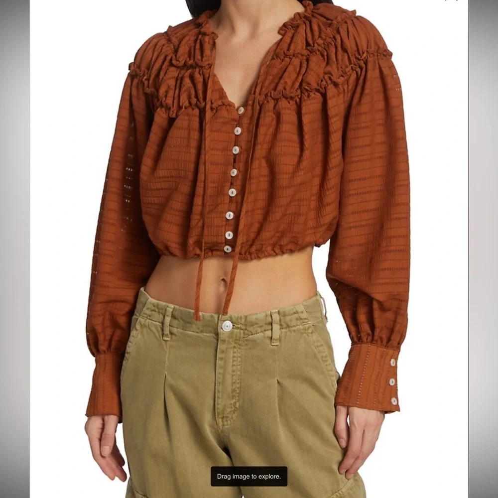 Hail Cropped Ruffle Blouse - Picture 2 of 4